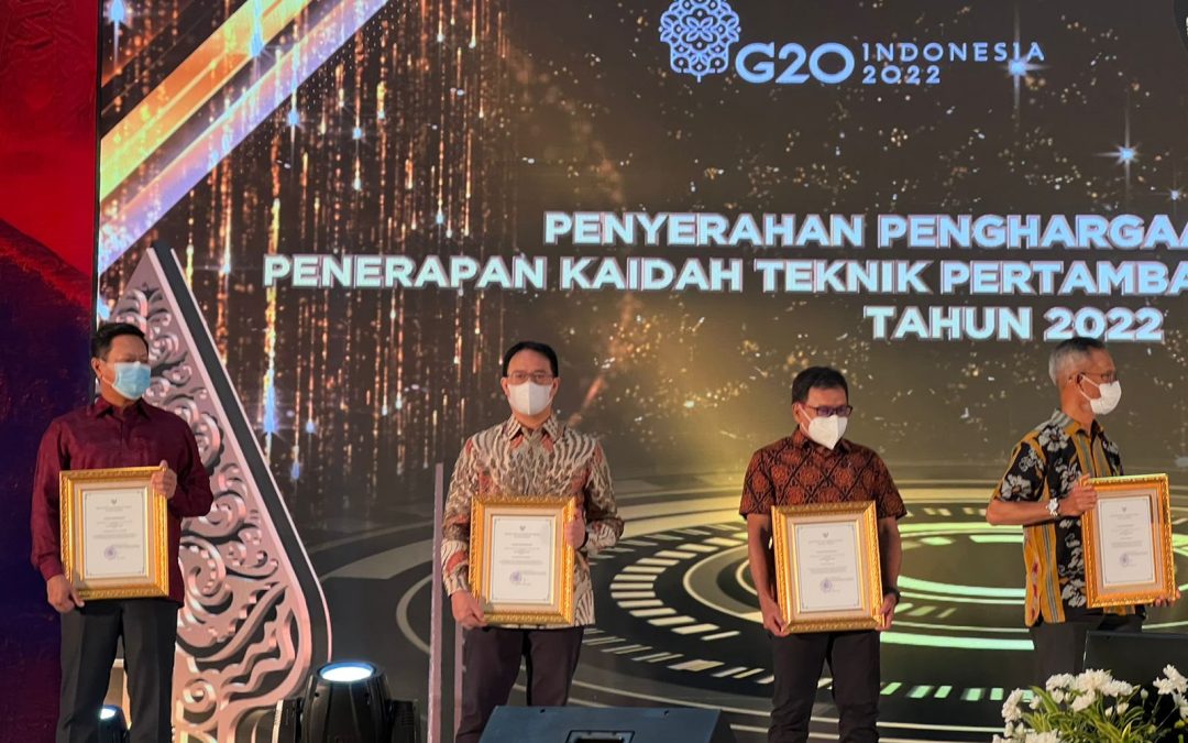 Pratama Award for the Aspect of Implementation of Mineral and Coal Conservation Group of Business Entities Holding KK, IUP and IUPK Mineral Commodities from the Ministry of Energy and Mineral Resources (ESDM)