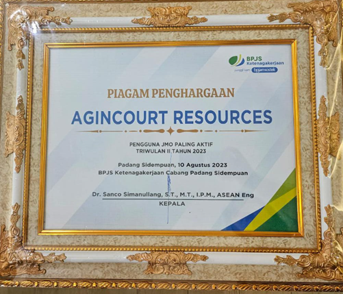 Recognition for Agincourt Resources' active role and concern for employee protection in the employee social security assurance program