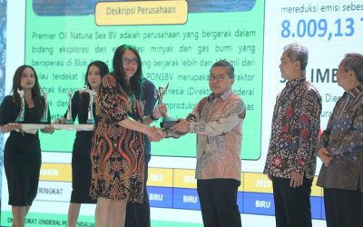 Photo 1: External Director of PT Agincourt Resources Sanny Tjan receives Green Proper trophy from Deputy Minister of the Ministry of Environment and Forestry Alue Dohong at Bidakara Hotel, Jakarta, Wednesday (20/12).