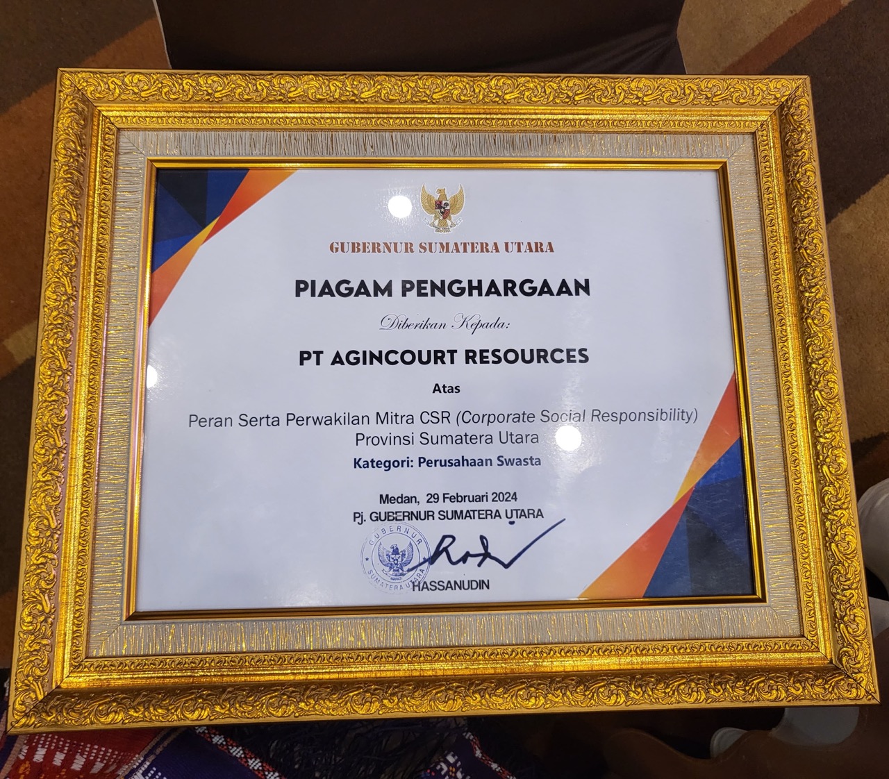 Agincourt Resources' Contribution to the Community Received Award at North Sumatra Province Development Planning Forum