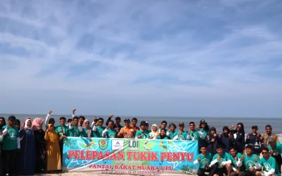 Upaya Konservasi Penyu Berkelanjutan Melalui Pelepasan Puluhan Tukik di Pantai Barat Muara Opu 