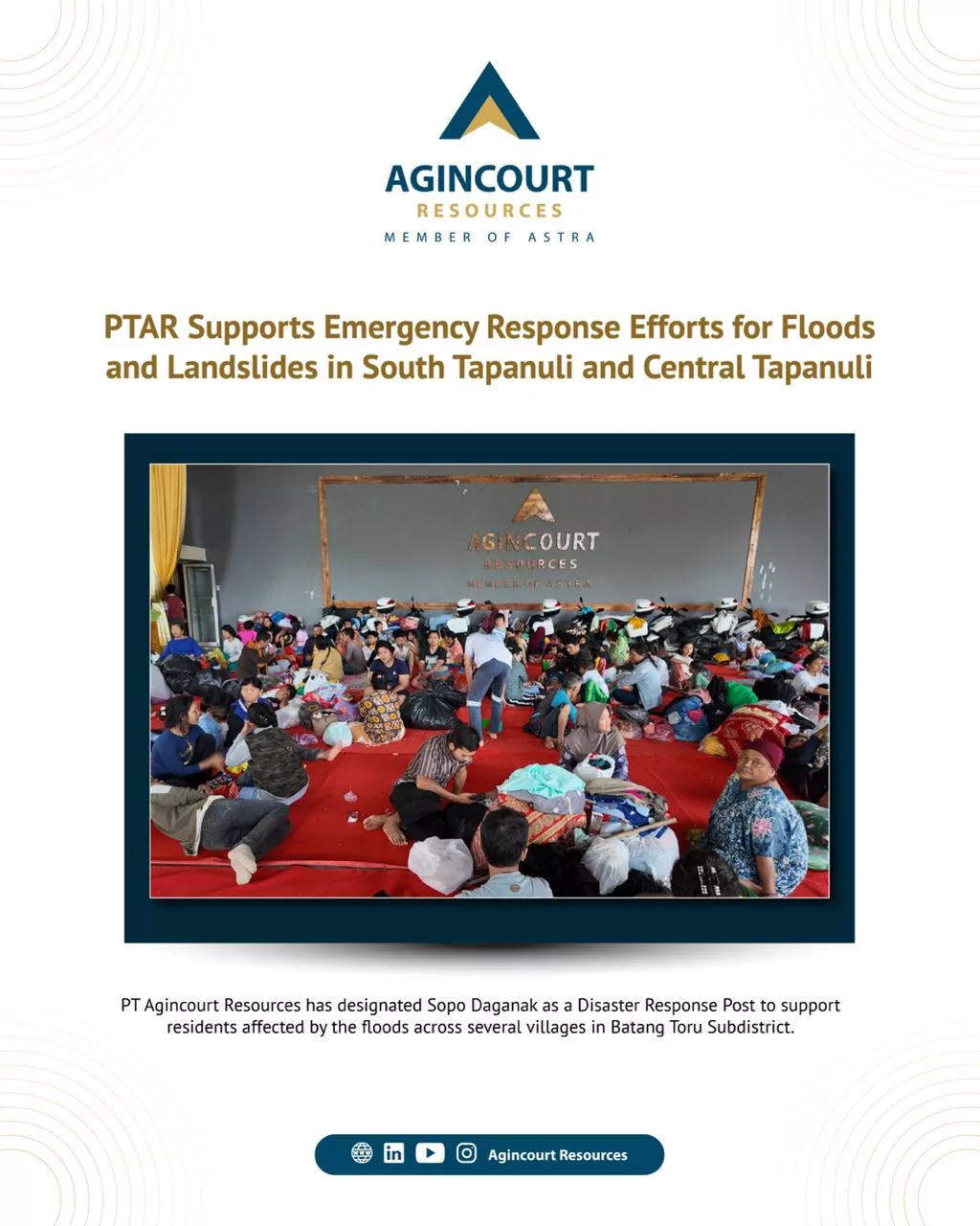 PTAR Emergency Response in Support of Flood and Landslide Management in South Tapanuli & Central Tapanuli Jadwal Operasi Katarak Tambang Emas Martabe